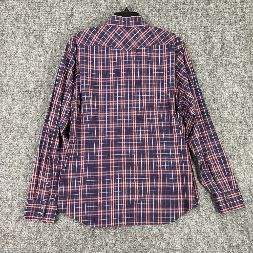 Banana Republic Pearl Snap‎ Western Shirt Mens L Plaid Slim Cowboy Farm Casual